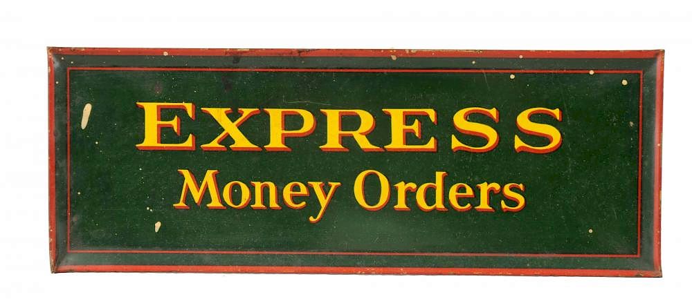 Appraisal: Railway Express Money Orders Tin Litho Advertising Sign This single