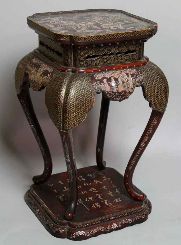 Appraisal: RYUKYU ISLAND MOTHER-OF-PEARL-INLAID LACQUER TABOURET TH CENTURY the square top