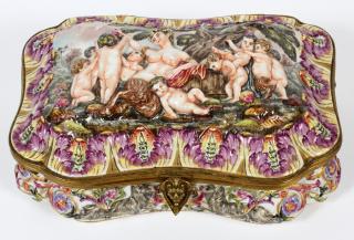 Appraisal: CAPODIMONTE VANITY BOX CAPODIMONTE FRENCH VANITY BOX W L Marked