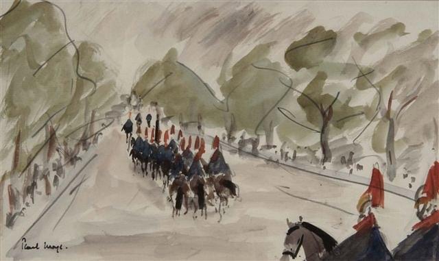 Appraisal: PAUL LUCIEN MAZE French - Household Cavalry on The Mall