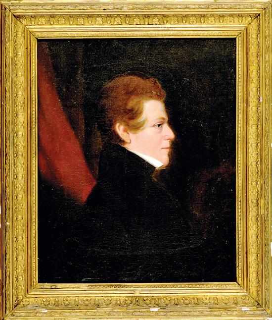 Appraisal: American school th century PORTRAIT OF JOHN HUMPHREY oil on