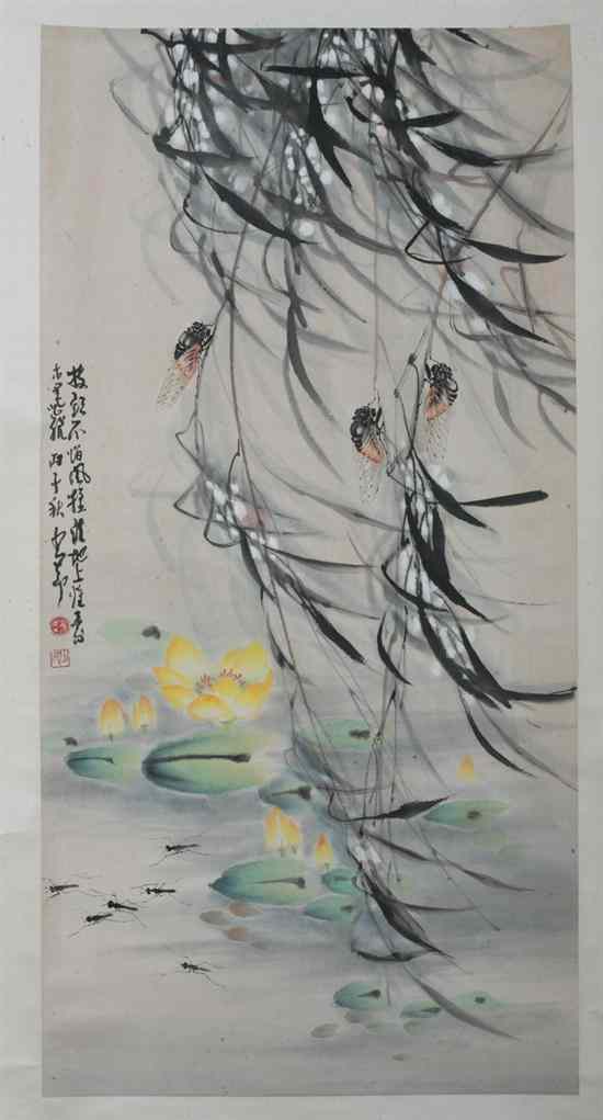 Appraisal: AFTER ZHAO SHAO'ANG Chinese - CICADAS BY A STREAM ink