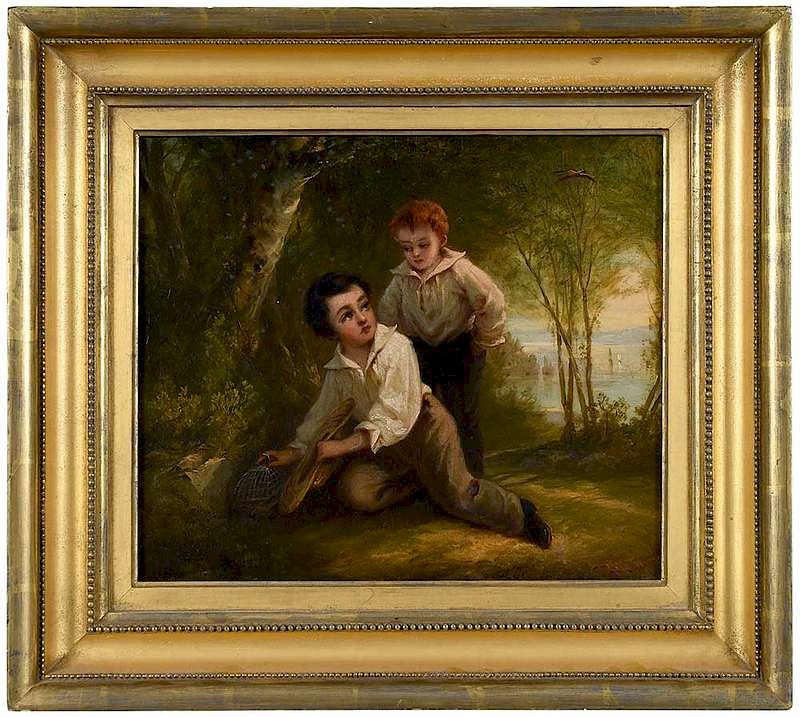 Appraisal: Louis Lang American - The Bird Catchers signed lower right