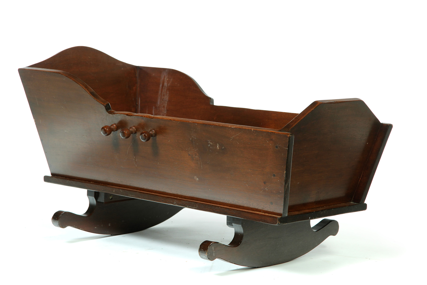 Appraisal: CRADLE American nd half- th century walnut Typical form with