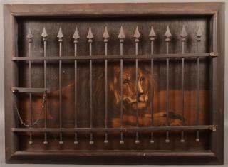 Appraisal: Ben Austrian Oil on Canvas Caged Lion Painting Faintly signed