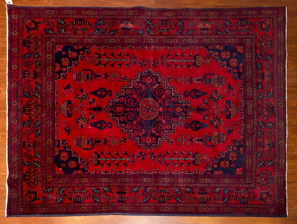 Appraisal: Afghan Medallion Rug x second half- th century hand-knotted Condition