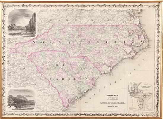 Appraisal: Johnson's map of North and South Carolina Johnson A J