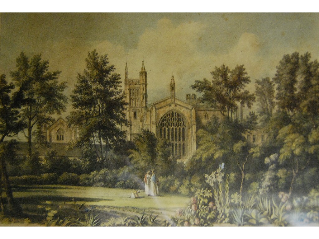 Appraisal: th century engraving - 'Winchester College From the Warden's Garden'