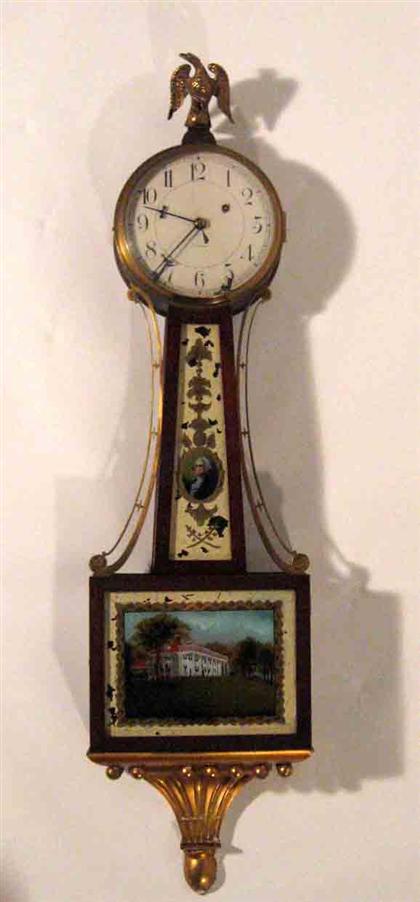 Appraisal: Waltham banjo clock early th century Eagle finial over white