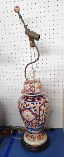 Appraisal: Asian porcelain Imari lamp '' Ht