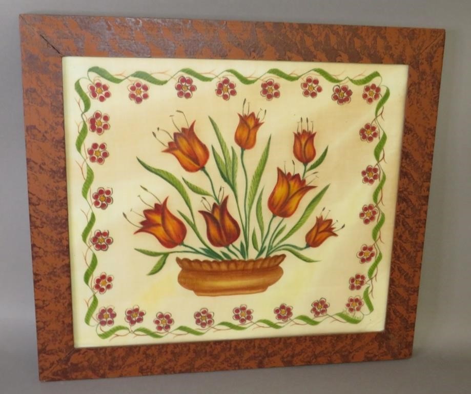 Appraisal: FINE TULIPS IN BOWL FOLK ART THEOREM BY WILLIAMca late