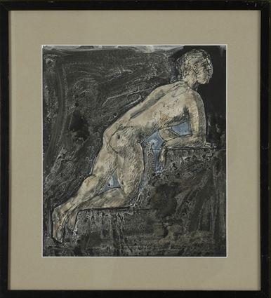 Appraisal: th Century School Male Nude Color print matted and framed