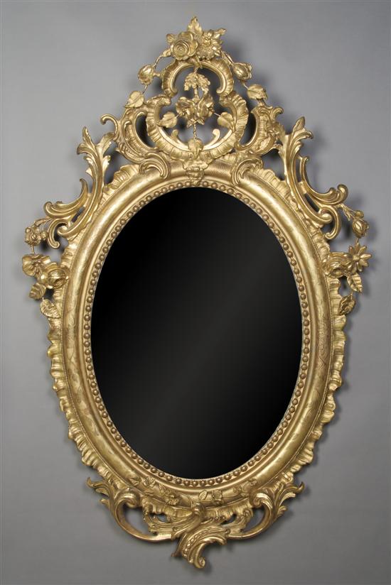 Appraisal: A Continental Giltwood Mirror Height x width inches