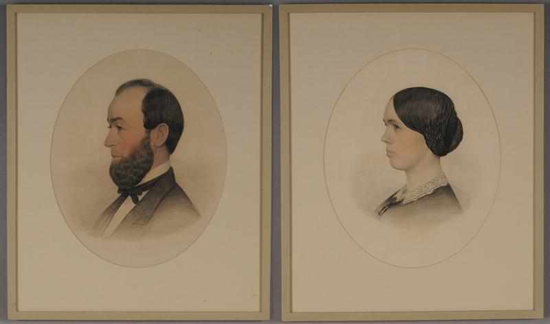 Appraisal: PAIR OF PENCIL PROFILE BUST PORTRAITS OF MR AND MRS