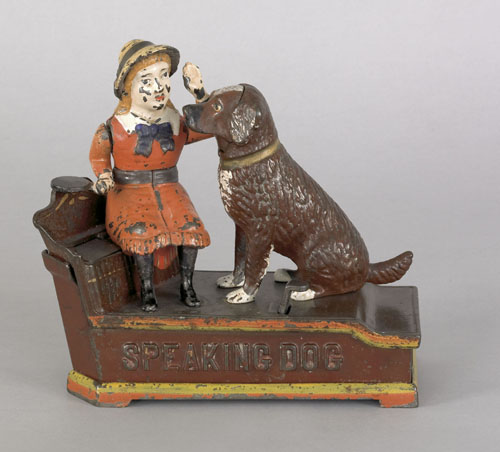 Appraisal: Cast iron Speaking Dog mechanical bank by Shephard and J