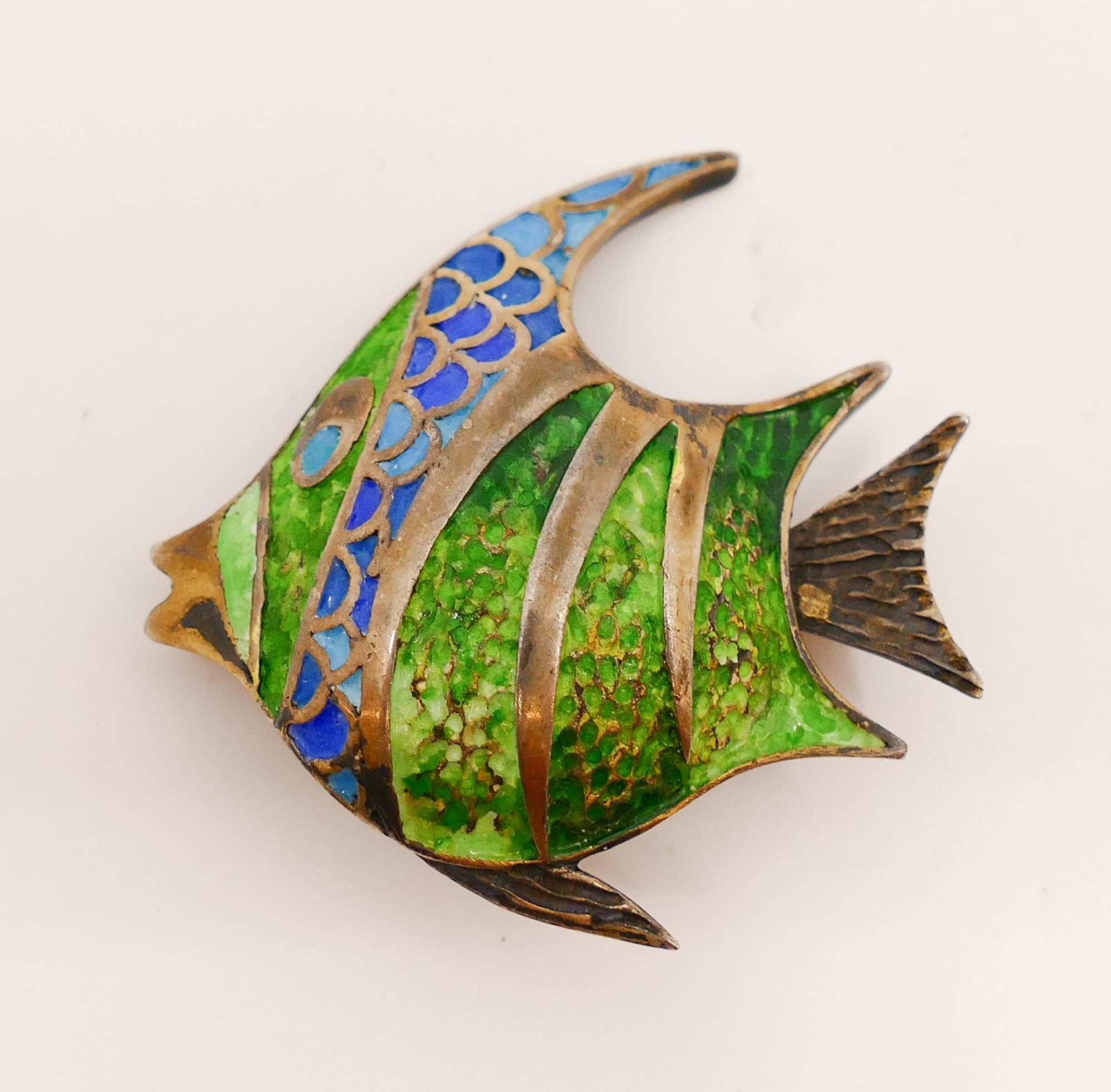 Appraisal: Enameled Sterling Fish Brooch