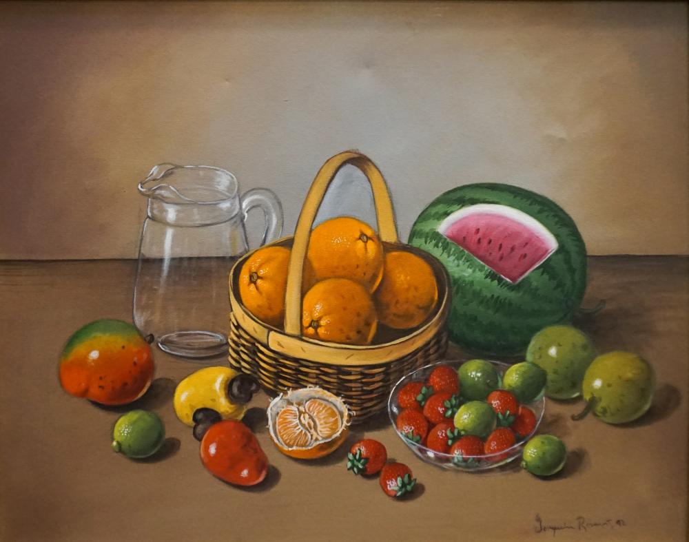 Appraisal: Joaquin Rosario Still Life Acrylic on Canvas Frame x in