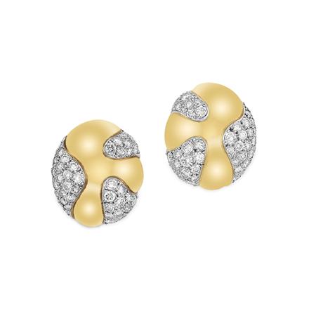 Appraisal: Pair of Gold Platinum and Diamond Earclips Estimate -