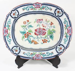 Appraisal: English polychrome decorated ironstone platter executed in the Asian taste