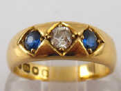 Appraisal: An antique carat gold sapphire and diamond ring hallmarked London