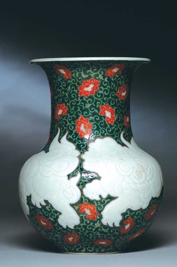 Appraisal: STUDIO PORCELAIN VASE BY KOZAN Large and finely modeled Japanese