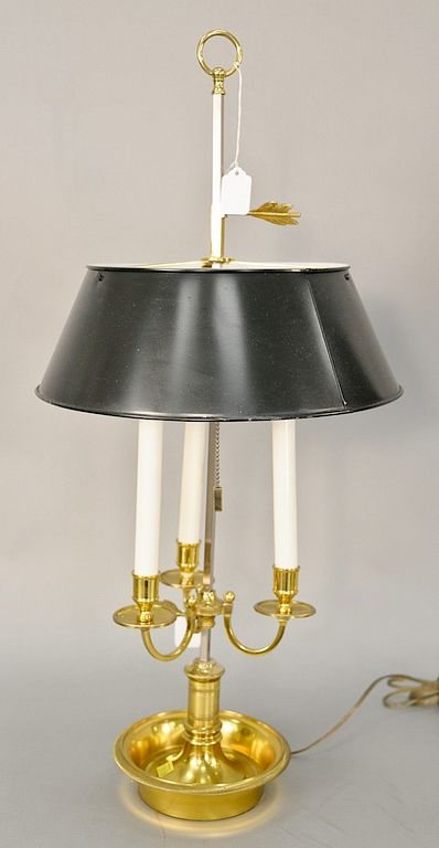 Appraisal: French brass bouillotte table lamp with adjustable tole shade ht