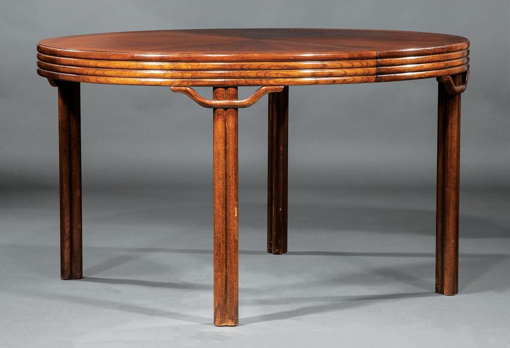 Appraisal: American Mahogany Extension Dining Table labeled Baker bamboo motif banded