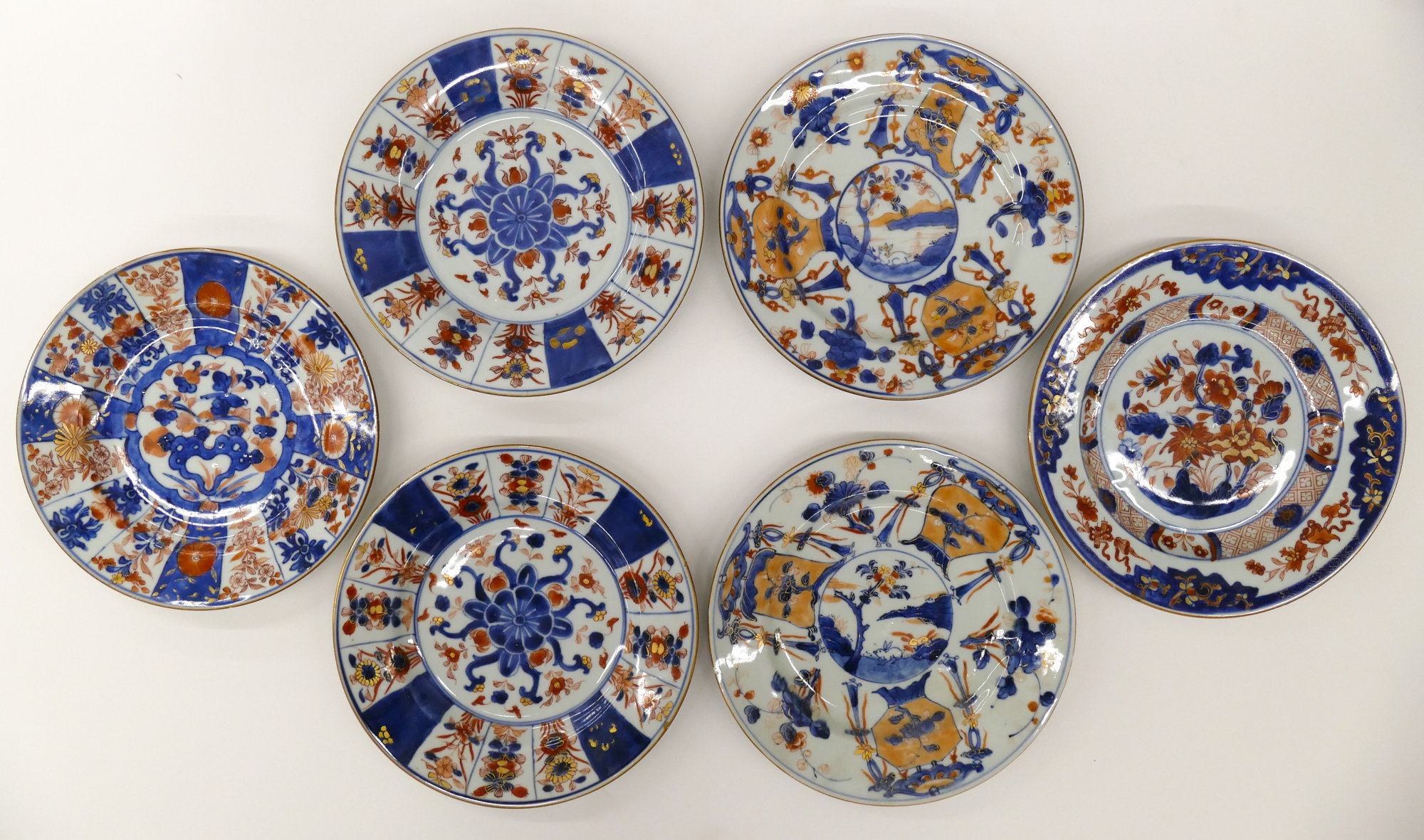 Appraisal: pc Chinese th Century Imari Plates Includes pairs and singles