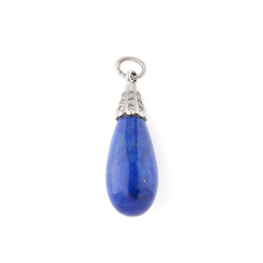 Appraisal: A lapis lazuli and diamond set pendant composed of a