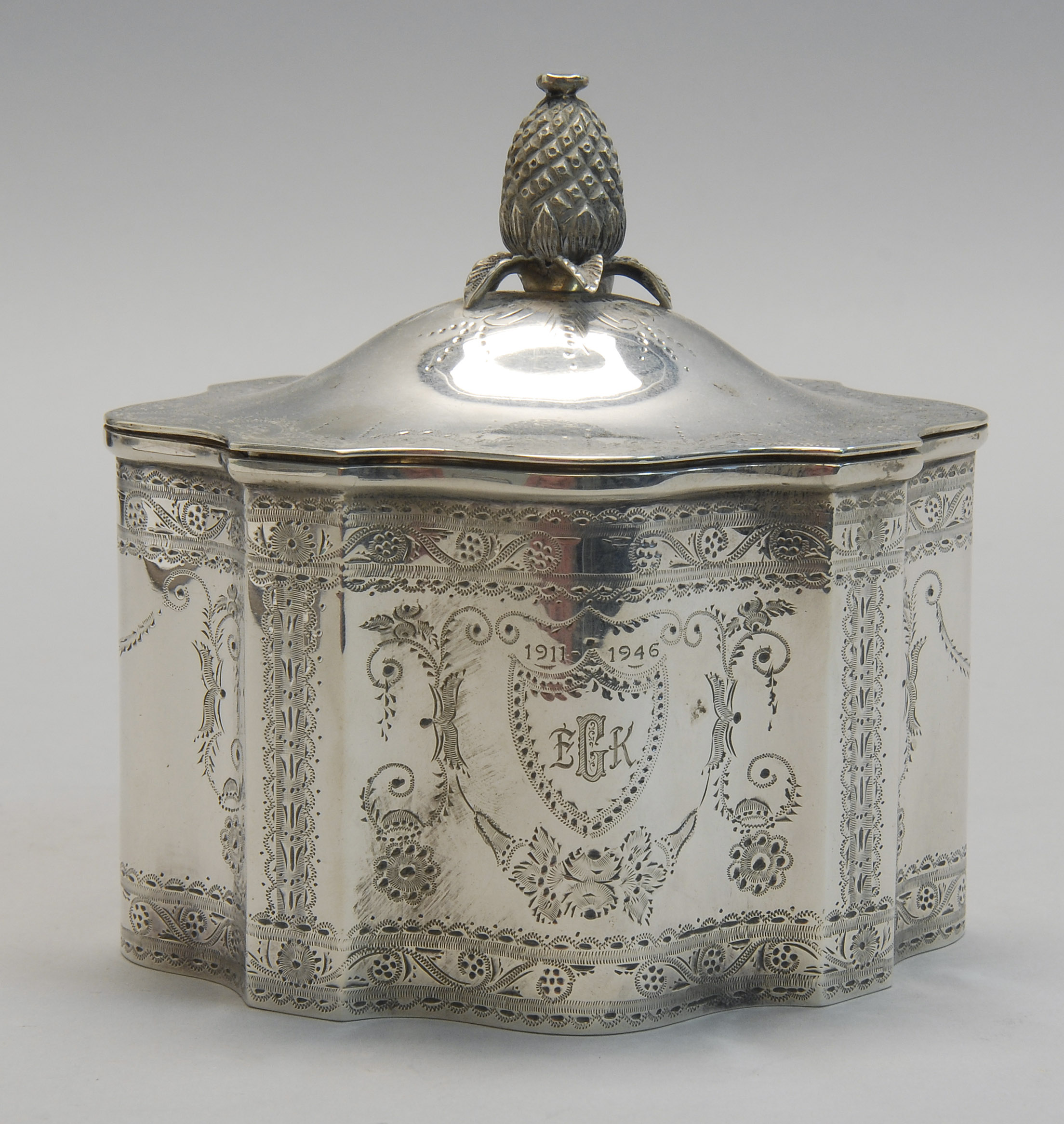 Appraisal: STERLING SILVER TEA CADDY Made for Tiffany Co In Adams