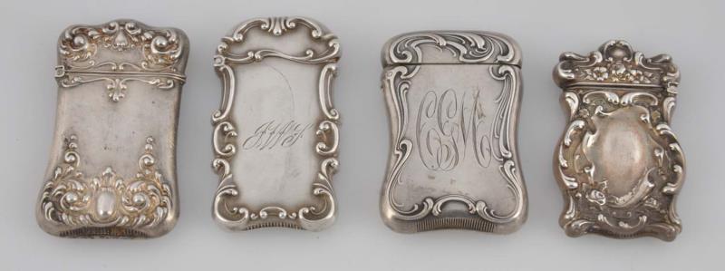 Appraisal: Lot Of Silver Match Holders This lot of four silver