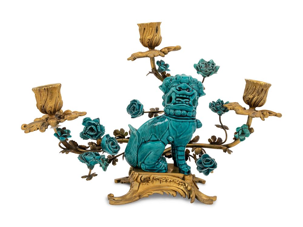 Appraisal: A Louis XV Style Gilt Bronze and Turquoise Glazed Porcelain