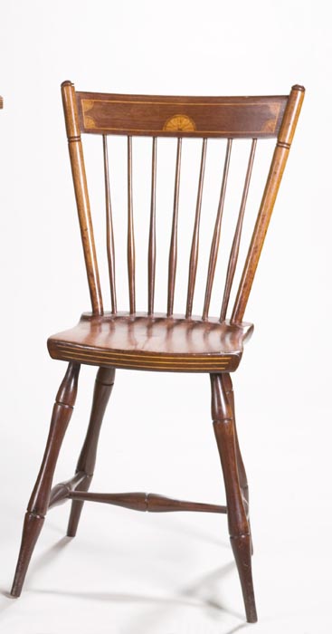 Appraisal: INLAID WINDSOR CHAIR Attributed to Kentucky th century mahogany Bamboo-turned