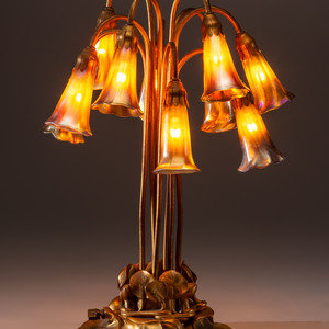 Appraisal: Tiffany Studios American Early th Century Ten-Light Lily Lamp favrile