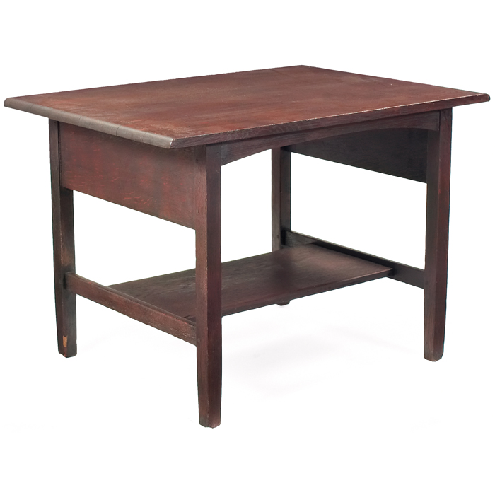 Appraisal: Gustav Stickley library table Harvey Ellis influence rectangular top with