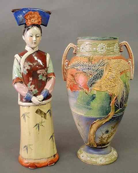 Appraisal: Colorful Japanese ceramic figure of a woman h and a