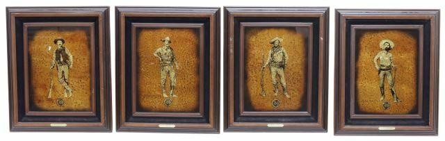 Appraisal: lot of Framed gold leaf foil art on glass Jack