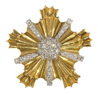 Appraisal: Tiffany Co diamond k yellow gold and platinum clip brooch