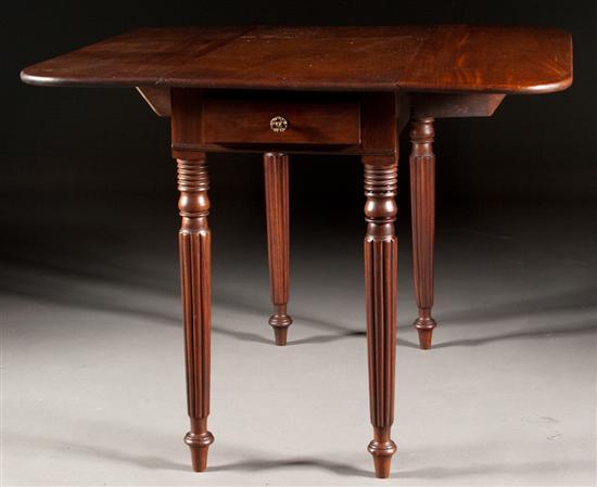 Appraisal: Federal carved mahogany pembroke table Mid-Atlantic States circa with tapered