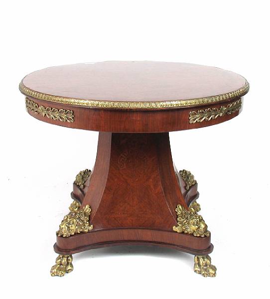 Appraisal: A Louis XVI style gilt bronze mounted center table height