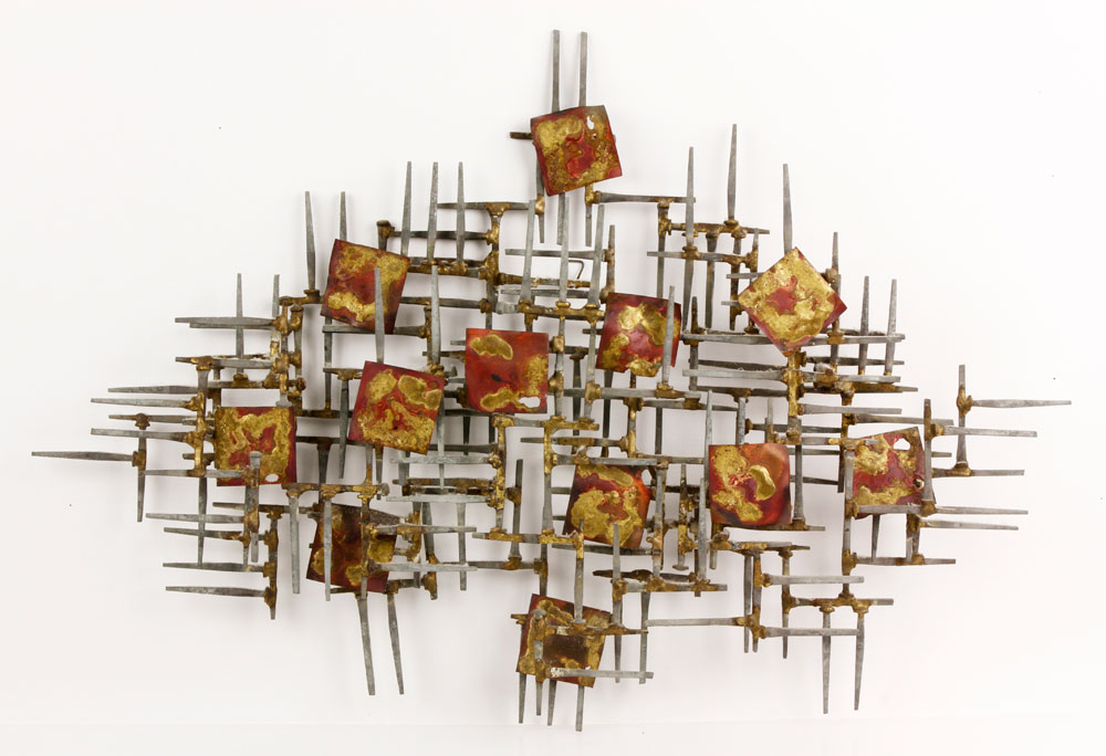 Appraisal: - Brutalist Style Wall Sculpture Brutalist style wall sculpture iron