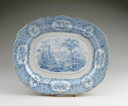 Appraisal: LARGE STAFFORDSHIRE BLUE AND WHITE PLATTER Oriental pattern by Ridgeways