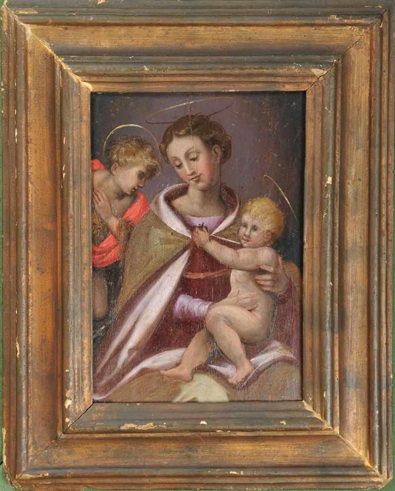 Appraisal: MANNER OF PARMIGIANINO MADONNA AND CHILD WITH ST JOHN Oil