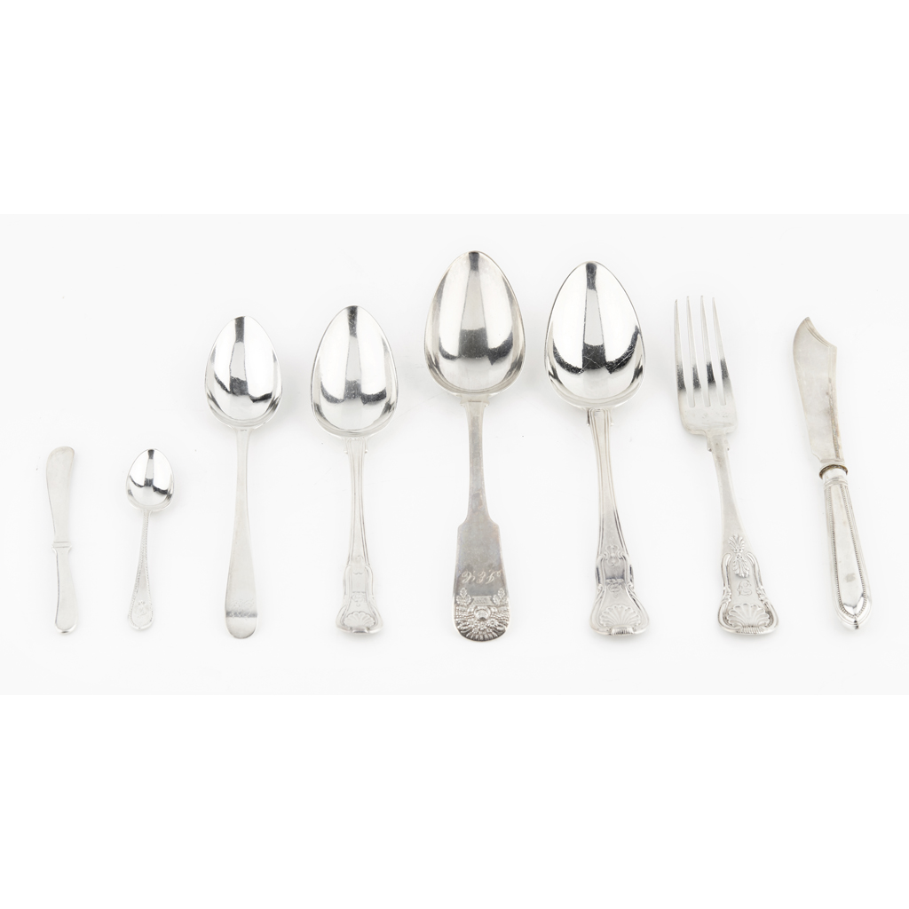 Appraisal: A part suite of matched King's Pattern flatware predominantly Edinburgh