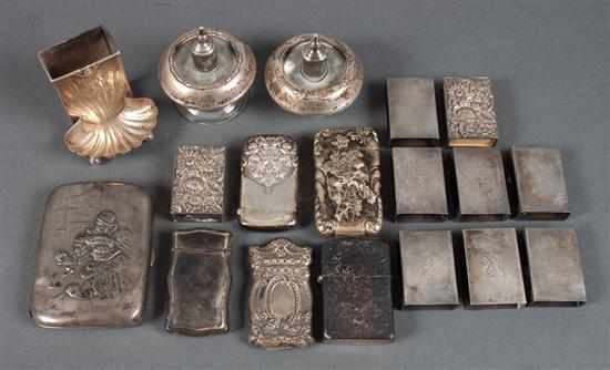 Appraisal: Eighteen American sterling silver articles associated with smoking late th