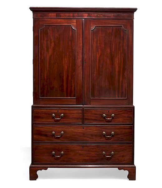 Appraisal: A good George III mahogany linen press A good George