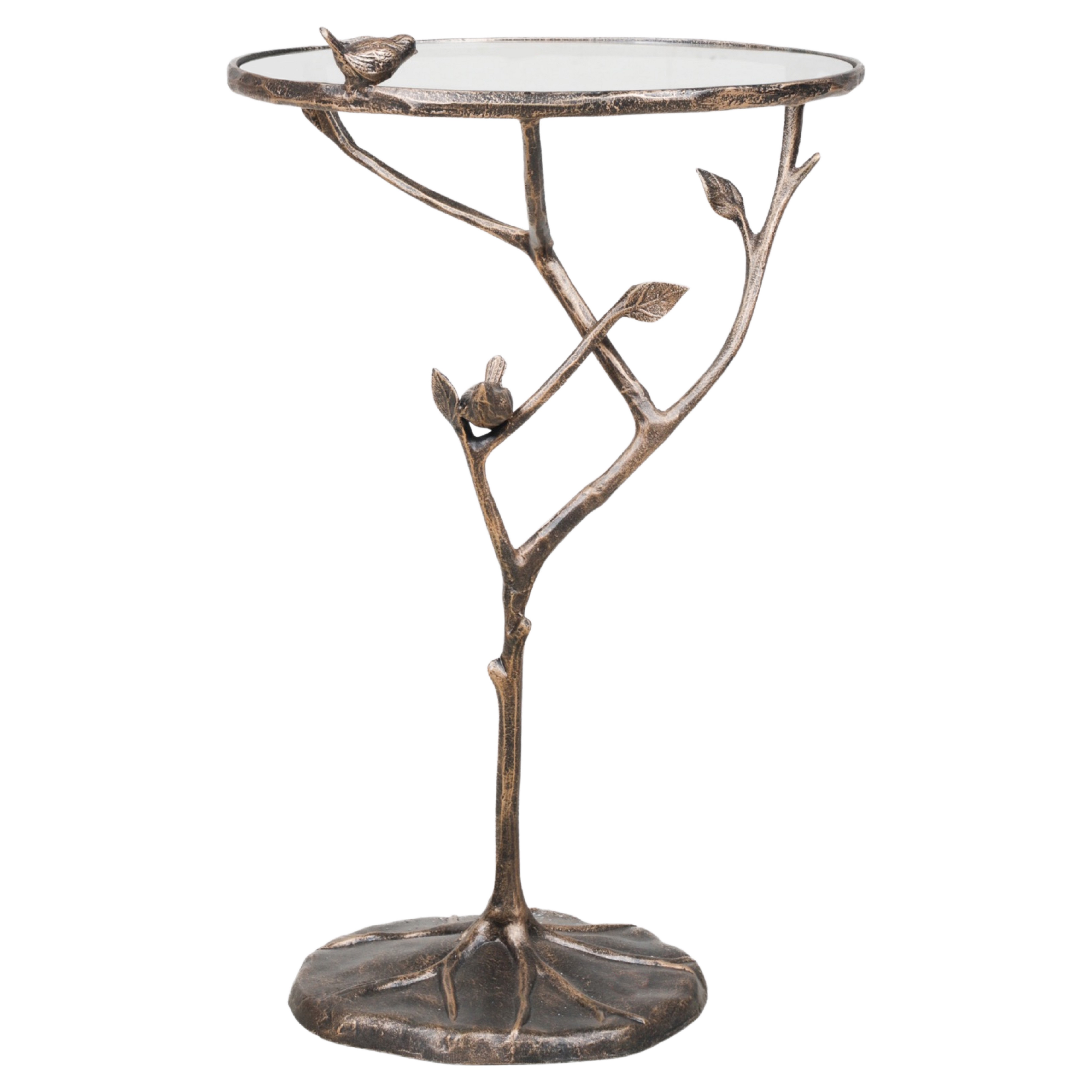 Appraisal: Diego Giacometti tree form glass top side table distressed gilt