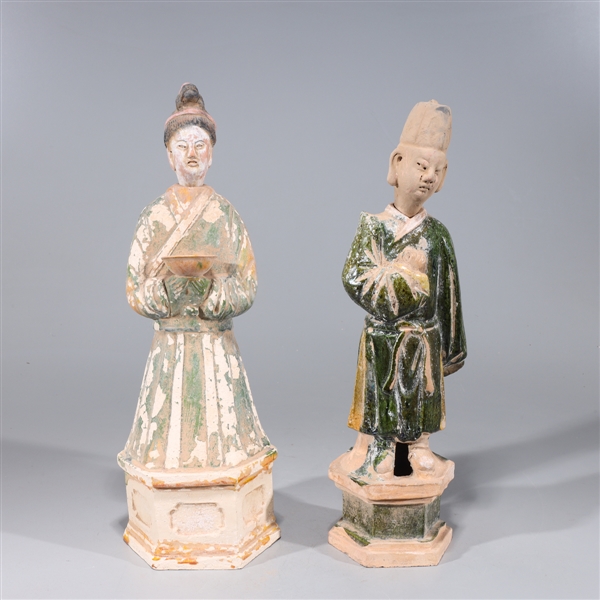 Appraisal: Two Chinese early style sancai glazed figures general wear each