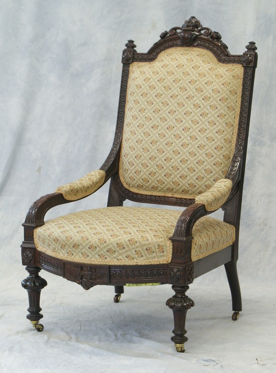 Appraisal: Carved Victorian Renaissance Revival armchair in the Louis XVI style