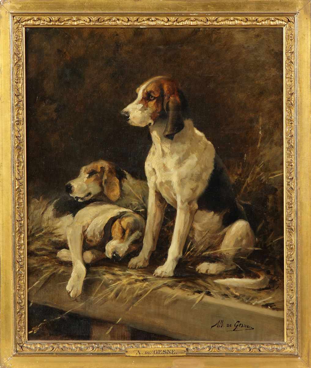 Appraisal: Jean Victor Albert de Gesne French - Hunting dogs Sgn